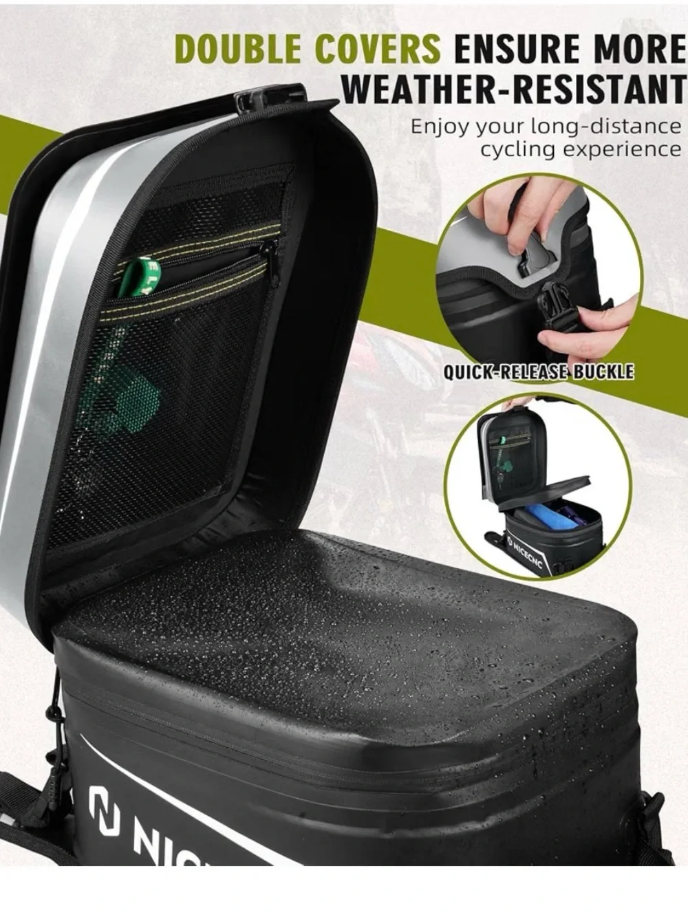 Gray and Black Motorcycle Waterproof Tank Bag 12L